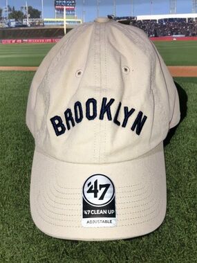 Brooklyn Dodgers '47 Clean-Up Hat Off White Blue Adjustable Baseball Cap MLB NWT
